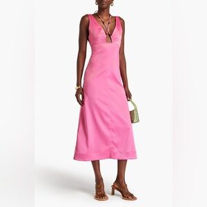 NWT GANNI Bead-embellished stretch-satin midi dress